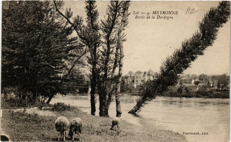 Carte postale ancienne Meyronne Bords de la Dordogne à Meyronne