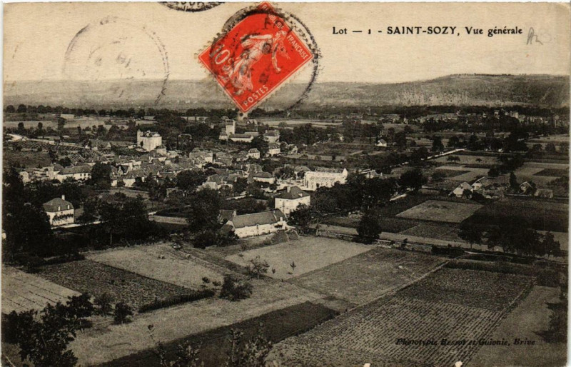 Carte postale ancienne Saint-Sozy Vue générale à Saint-Sozy