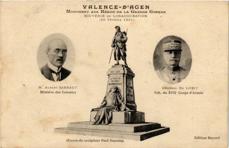 Carte postale ancienne Valence-d'Agen Monument aux Héros de la Grande Guerre