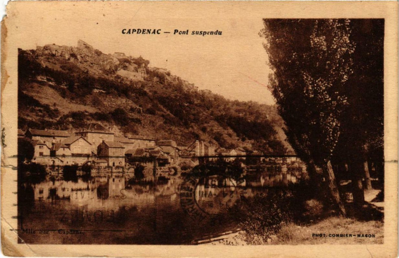 Carte postale ancienne Capdenac Pont suspendu à Capdenac