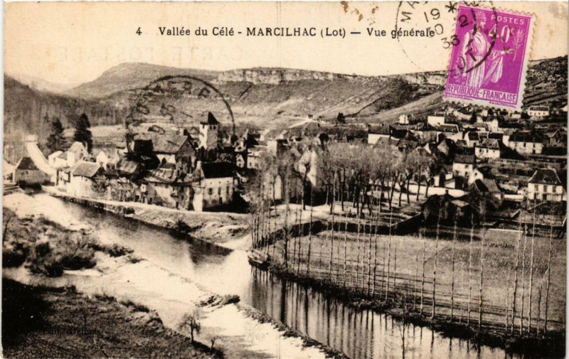 Carte postale ancienne Marcilhac Vallée du Célé Vue générale
