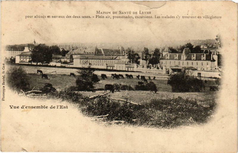 Carte postale ancienne Maison de Santé de Leyme Vue d'ensemble de l'Est à Leyme