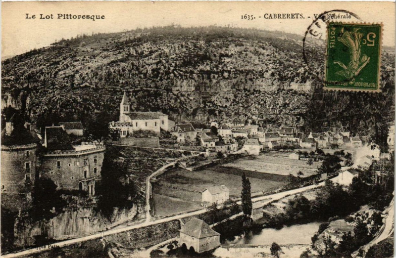 Carte postale ancienne Cabrerets Vue générale à Cabrerets
