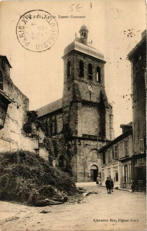 Carte postale ancienne Figeac - Eglise Saint-Sauveur à Figeac
