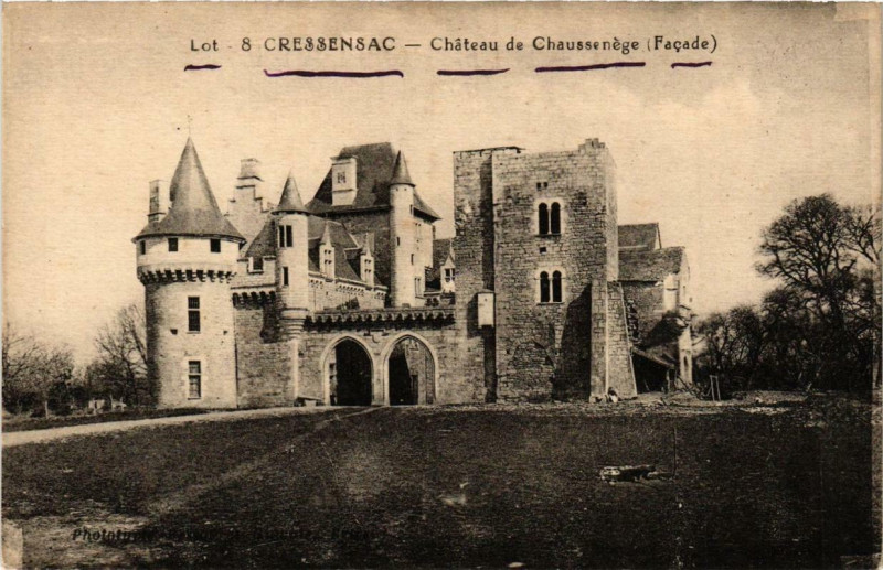 Carte postale ancienne Cressensac Chateau de Chaussenége