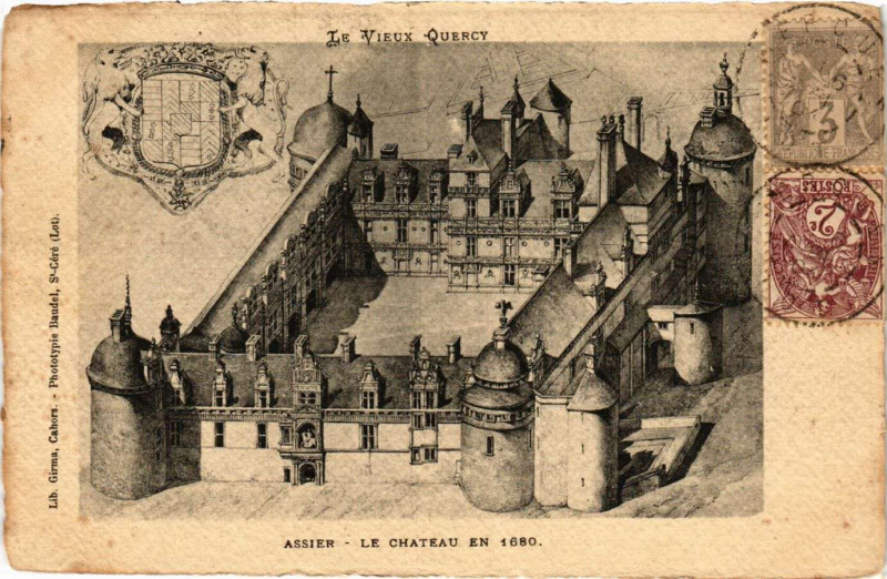 Carte postale ancienne Le Vieux Quercy - Assier - Le Chateau en 1680 à Assier