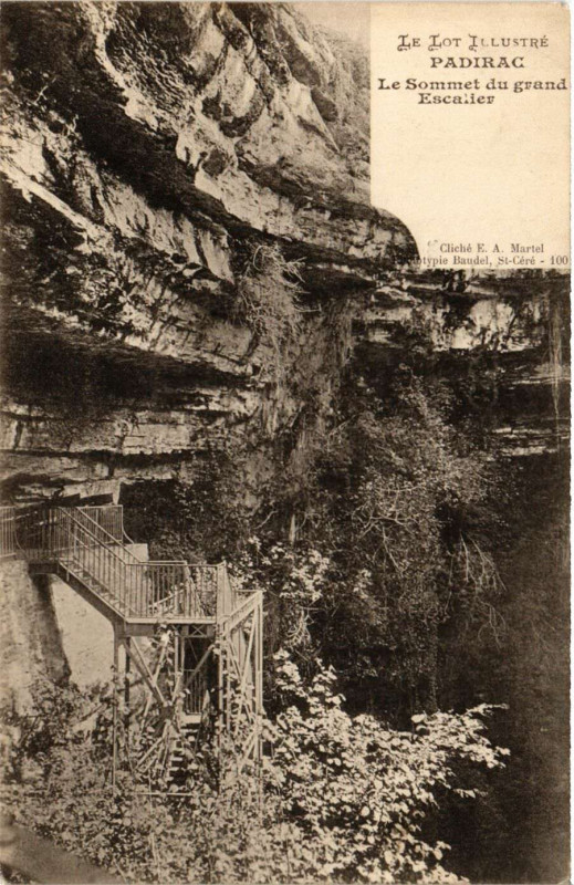 Carte postale ancienne Padirac - Le Sommet du grand Escalier à Padirac