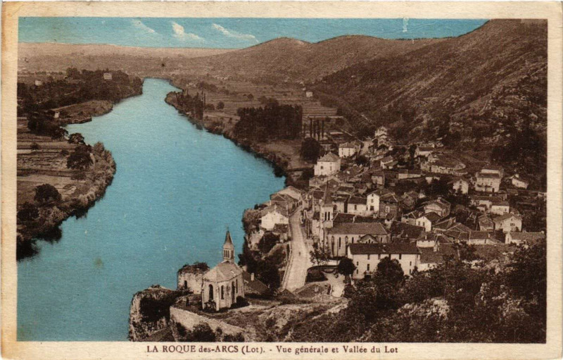 Carte postale ancienne La Roque des-Arcs - Vue générale et Vallée du Lot