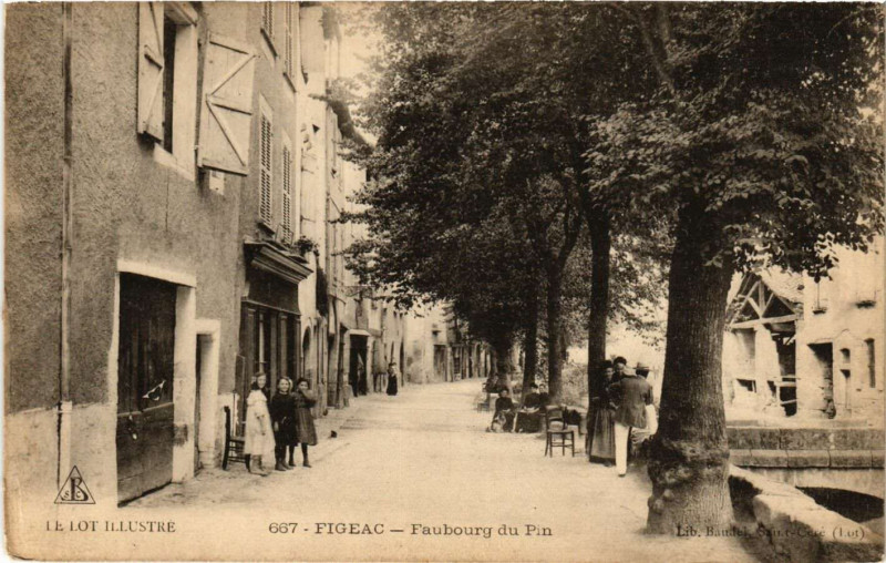 Carte postale ancienne Figeac - Faubourg du Pin à Figeac