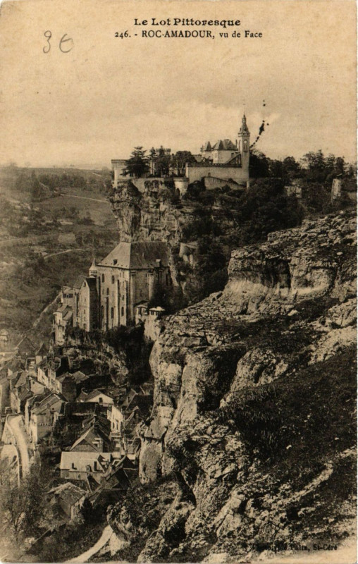 Carte postale ancienne Rocamadour vu de Face à Rocamadour