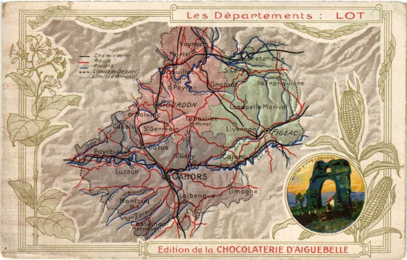 Carte postale ancienne Les Departements Lot