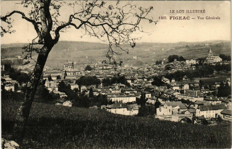 Carte postale ancienne Figeac - Vue générale à Figeac