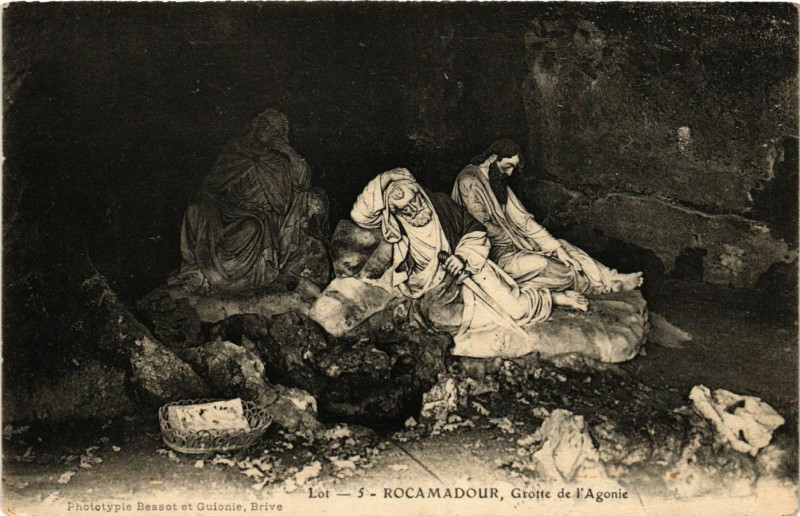 Carte postale ancienne Rocamadour Grotte de l'Agonie à Rocamadour