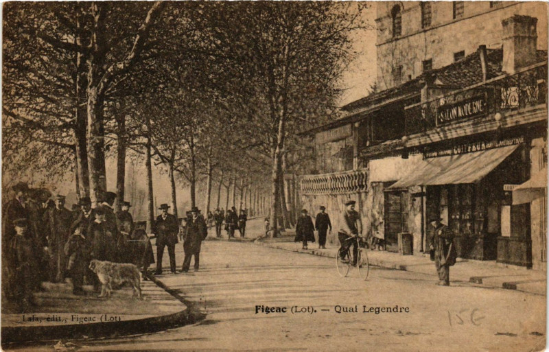 Carte postale ancienne Figeac - Quai Legendre à Figeac