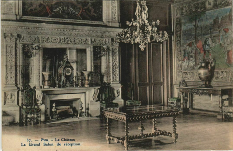 Carte postale ancienne Pau Le Chateau ,Grand Salon de reception France à Pau