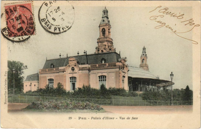Carte postale ancienne Pau Palais d'Hiver ,vue de face France à Pau