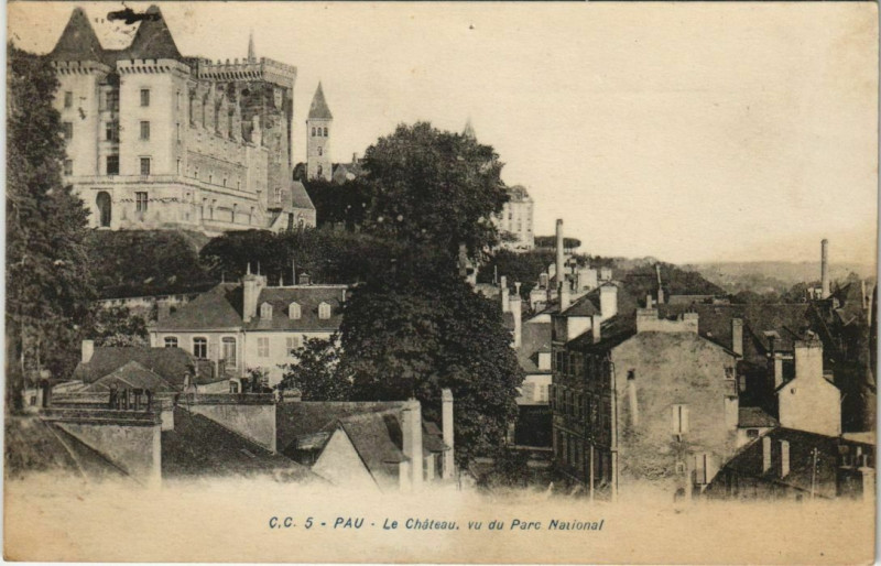 Carte postale ancienne Pau Le Chateau ,vu du Parc National France à Pau