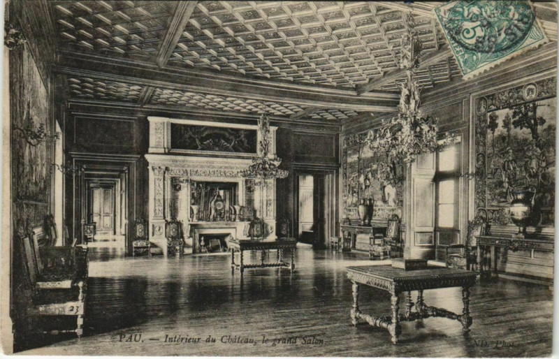 Carte postale ancienne Pau Interieur du Chateau ,le grand Salon France à Pau