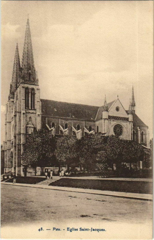 Carte postale ancienne Pau Eglise Saint-Jacques France à Pau