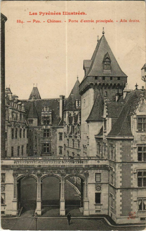 Carte postale ancienne Pau Le Chateau ,Porte d'entree principale France à Pau