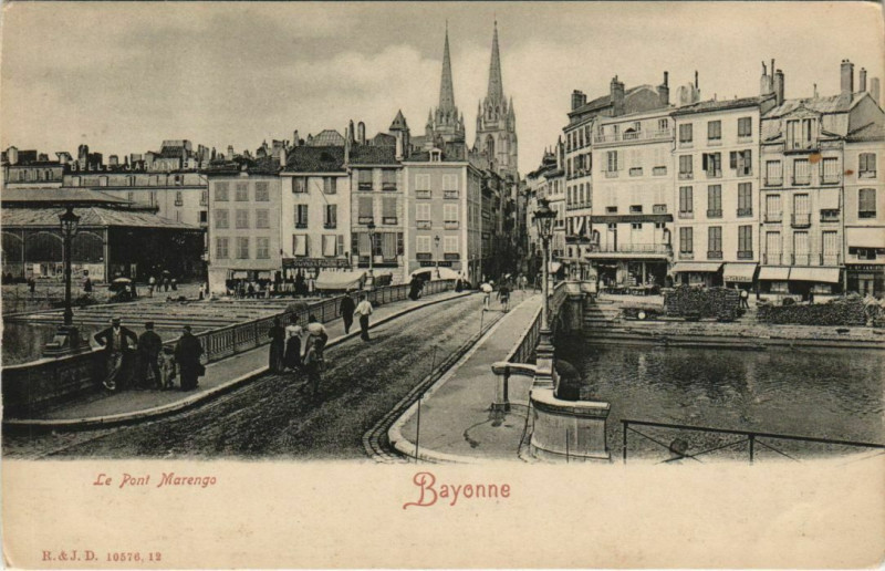 Carte postale ancienne Bayonne Pont Marengo France à Bayonne