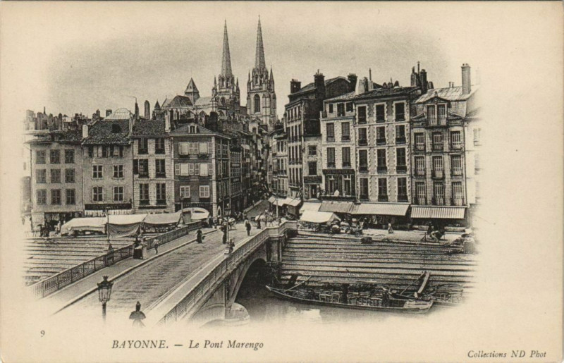 Carte postale ancienne Bayonne Pont Marengo France à Bayonne