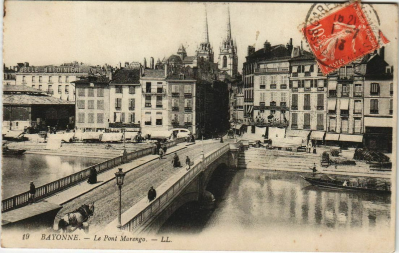 Carte postale ancienne Bayonne Pont Marengo France à Bayonne
