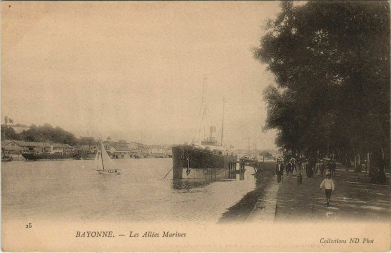 Carte postale ancienne Bayonne Les Allees Marines France à Bayonne