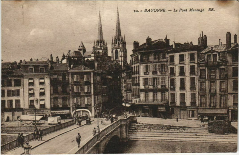 Carte postale ancienne Bayonne Pont Marengo France à Bayonne