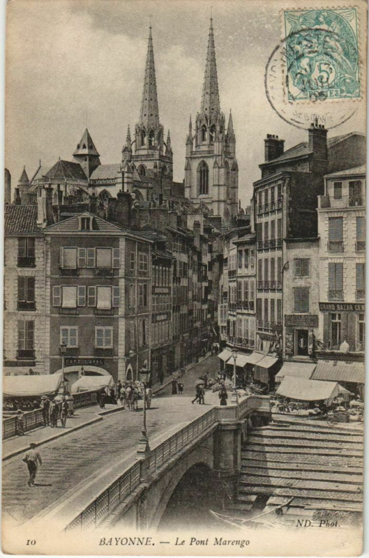 Carte postale ancienne Bayonne Pont Marengo France à Bayonne