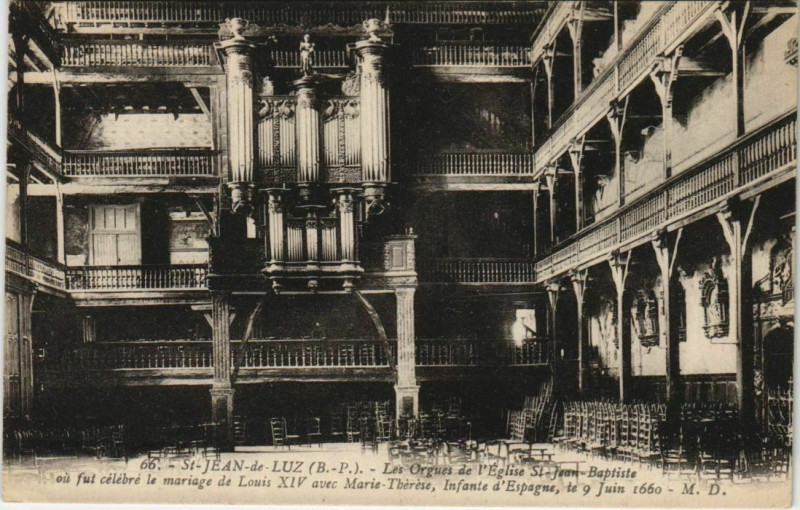 Carte postale ancienne St Jean de Luz Eglise Saint-Jean Baptiste ,Les Orgues France