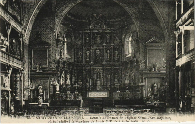 Carte postale ancienne St Jean de Luz Eglise Saint-Jean Baptiste ,Details de l'Autel France