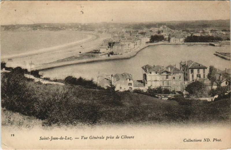 Carte postale ancienne St Jean de Luz vue generale prise de Ciboure France à Ciboure