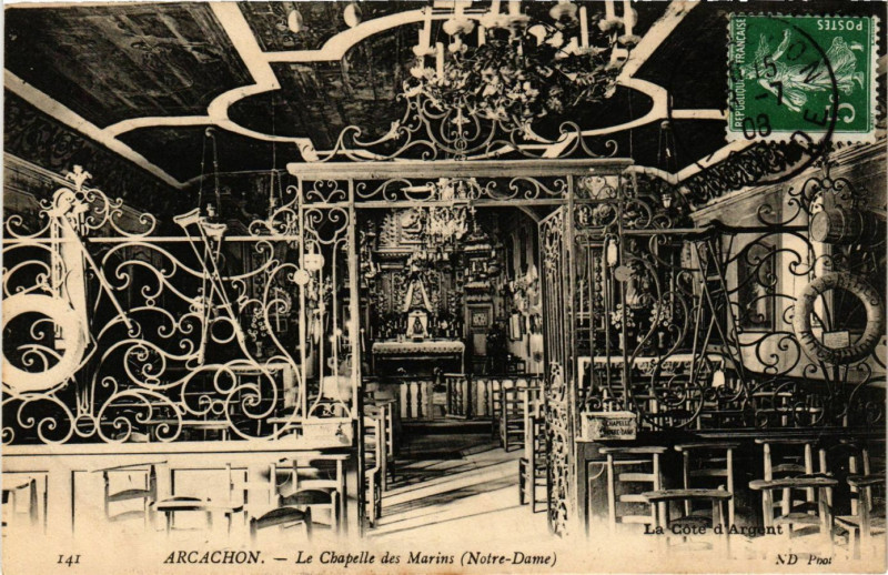 Carte postale ancienne Arcachon - Le Chapelle des Marins à Arcachon
