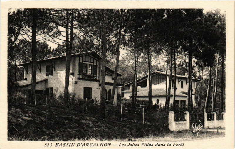 Carte postale ancienne Bassin d'Arcachon - Les Jolies Villas dans la Foret à Arcachon