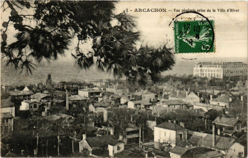Carte postale ancienne Arcachon - Vue générale prise de la Ville d'Hiver à Arcachon