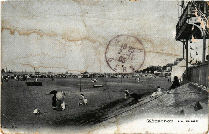 Carte postale ancienne Arcachon - La Plage à Arcachon