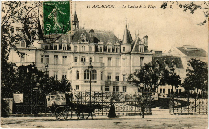 Carte postale ancienne Arcachon - Le Casino de la Plage à Arcachon