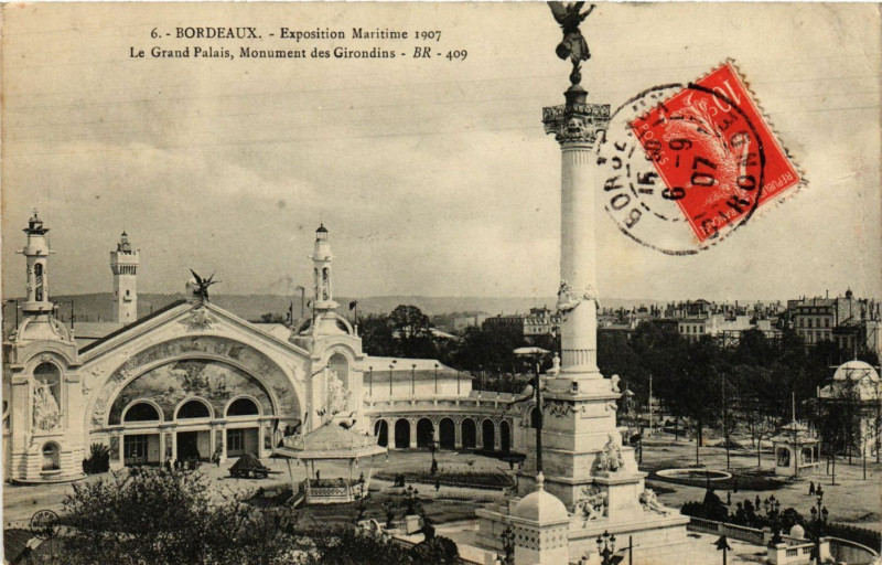 Carte postale ancienne Bordeaux - Expo Meritime 1907 - Le Grand Palais Mon à Bordeaux