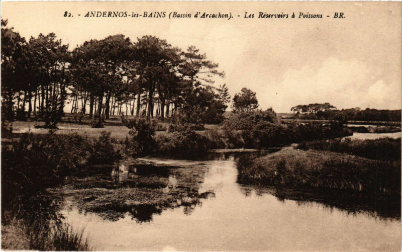 Carte postale ancienne Andernos-les-Bains (Bassin d'Aranchon) - Les Reservois a Poissons à Andernos-les-Bains