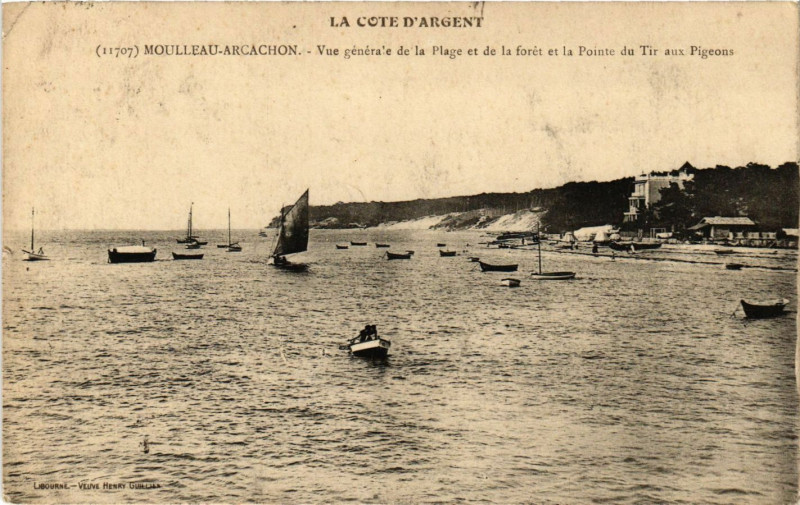 Carte postale ancienne Moulleau-Arcachon - Vue générale de la Plage à Arcachon