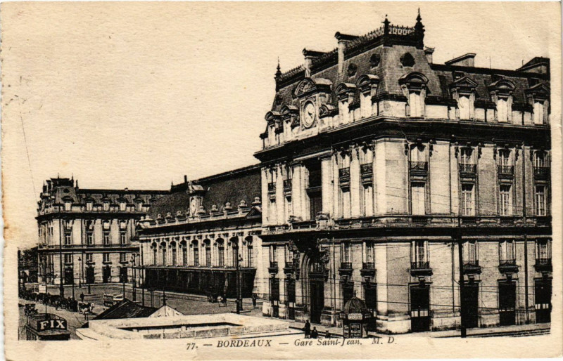 Carte postale ancienne Bordeaux - Gare Saint-Jean à Bordeaux