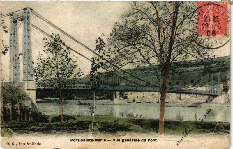 Carte postale ancienne Port-Sainte-Marie - Vue générale du Pont à Port-Sainte-Marie