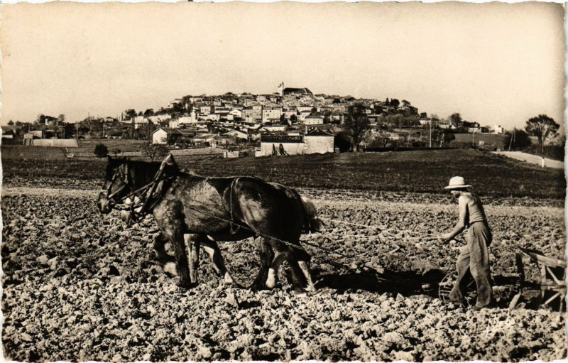 Carte postale ancienne Monflanquin - Vue générale - Au 1er plan les.. à Monflanquin