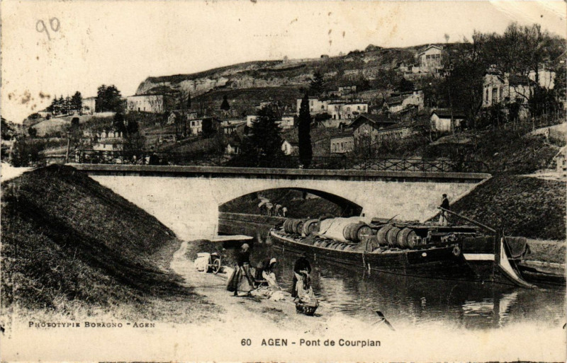 Carte postale ancienne Agen - Pont de Courpian à Agen
