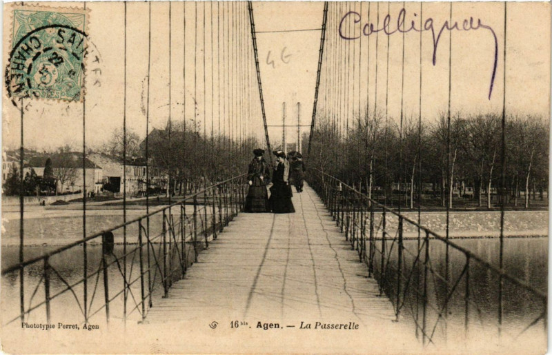 Carte postale ancienne Agen - La Passerelle à Agen