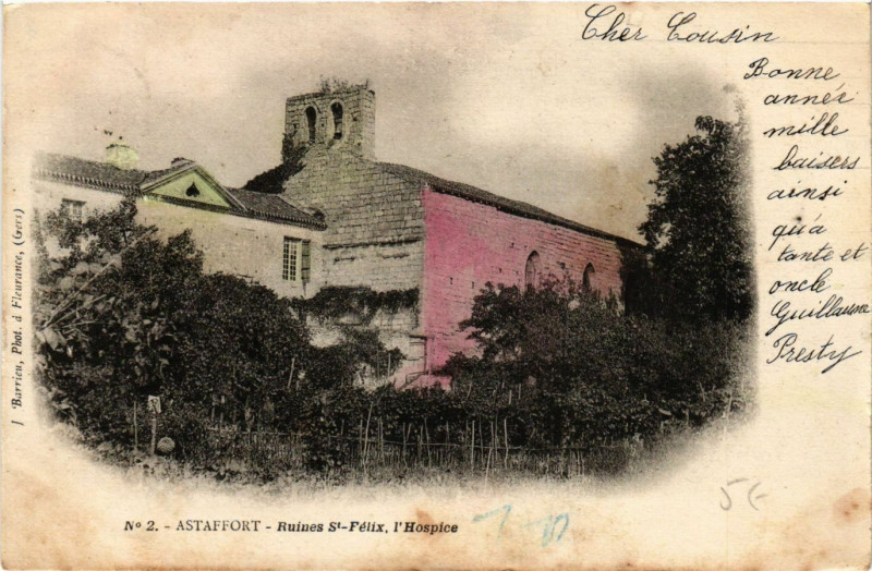 Carte postale ancienne Astaffort - Ruines Saint-Felix l'Hospice à Astaffort