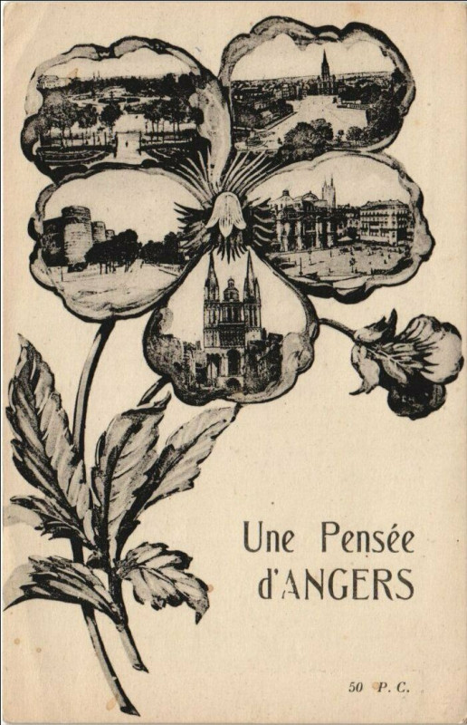 Carte postale ancienne Une Pensee d'Angers à Angers