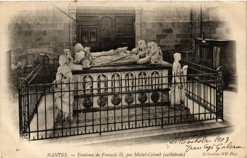 Carte postale ancienne Nantes - Tombeau de Francois Ii par Michel-Colomb (Cathédrale) à Nantes