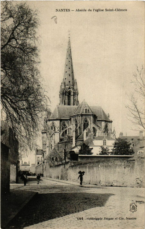 Carte postale ancienne Nantes - Abside de l'Eglise Saint-Clemen à Nantes